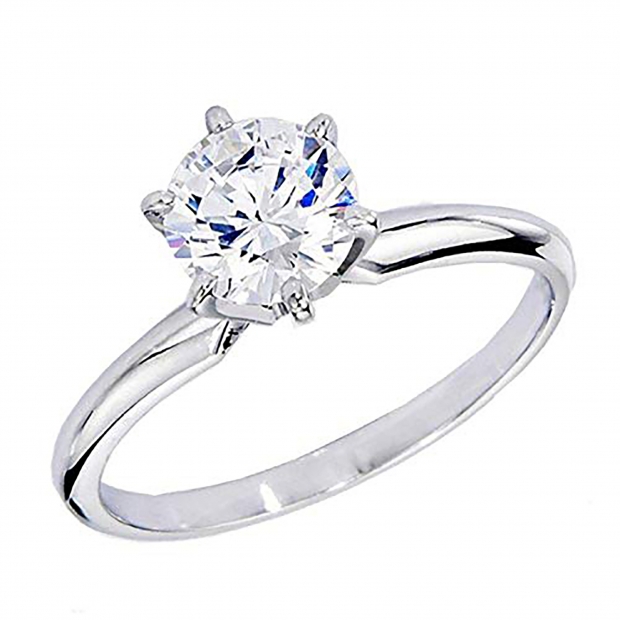 Certified 1.24 Carat (ctw) 14K White Gold Real Round Diamond Ladies Engagement Solitaire Ring 1 1/4 CT
