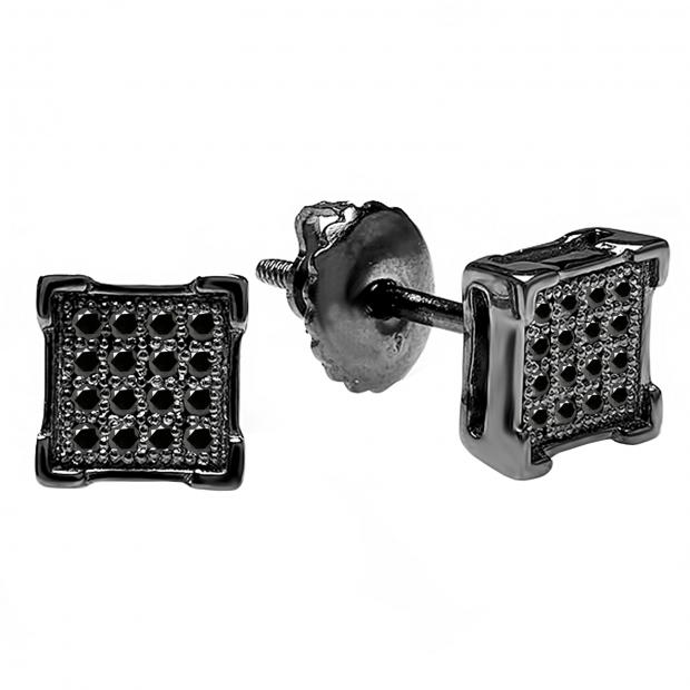 square black diamond earrings