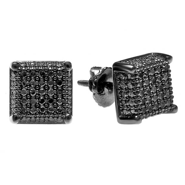 black diamond cube earrings