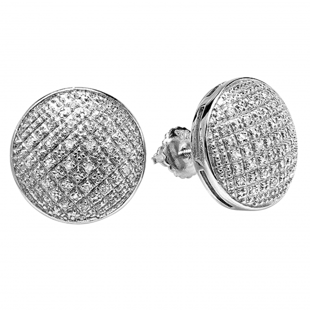 Round diamond deals pure Silver single stud