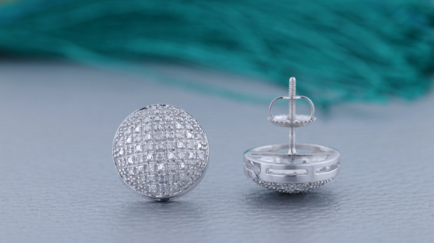 ピアス Luxury Street Wear ICE Silver Earrings Semi Circle unisexual Earrings Swarovski | color Silver | Gomez.pl/en