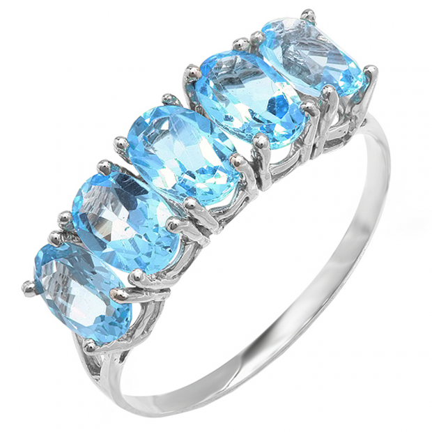 10kt White Gold good Blue Topaz Ring Size 8 (#J1060)