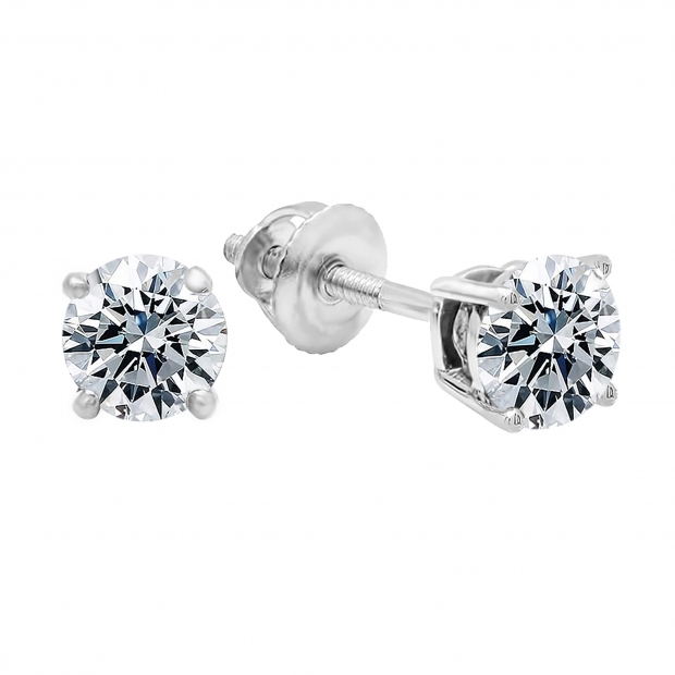 14KW Prong Diamond Studs 1CT  International Diamond Center