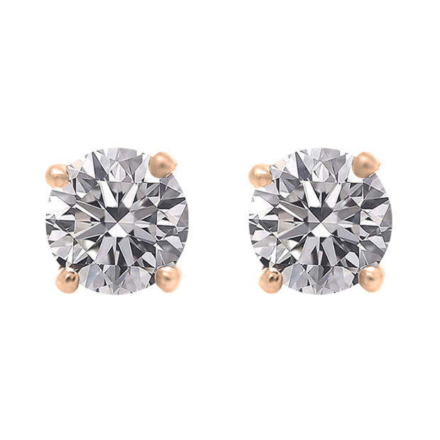 Dazzlingrock Collection 0.10 Carat Diamond Stud Earrings - Sterling Silver, Platinum Plated - View #8