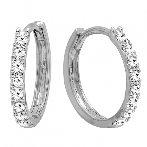 LADIES HUGGIES 0.20CT ROUND DIAMOND 10K WHITE GOLD LADIES HUGGIES 0.20CT ROUND DIAMOND 10K WHITE GOLD