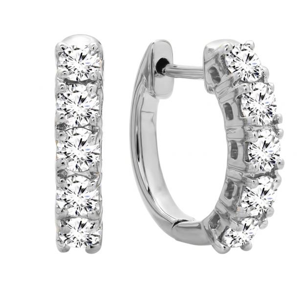 Buy 0.50 Carat (ctw) 10K White Gold Round Lab Grown White Diamond Ladies  Hoop Earrings 1/2 CT Online at Dazzling Rock