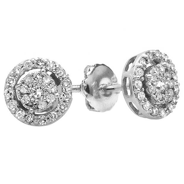 14Kw Round Diamond Stud Earrings 0.50 CT TW Screw Back - www