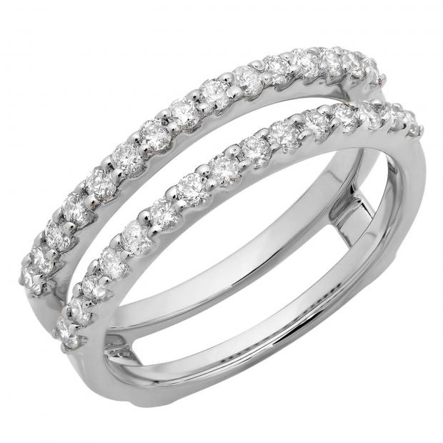 Buy 1.00 Carat (ctw) Round Diamond Ladies Wedding Enhancer Guard Double Ring  Band 1 CT Platinum Online at Dazzling Rock