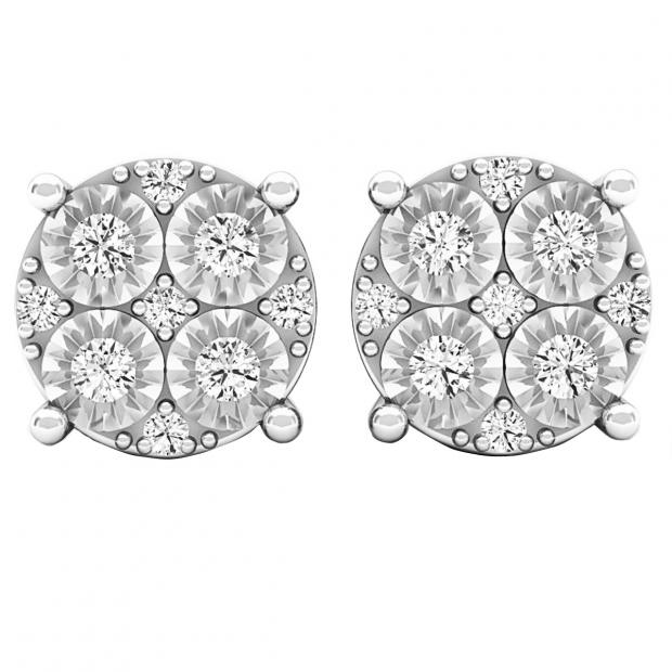 Double Claw Diamond Stud Earrings with Diamond Crown Baskets in 14k White  Gold (1.15 ct. tw.)