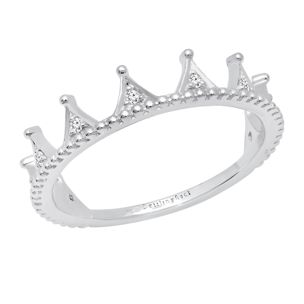 Dazzlingrock Collection 0.07ct Round White Diamond Beaded Crown Ring - 14K Rose Gold, Size 10