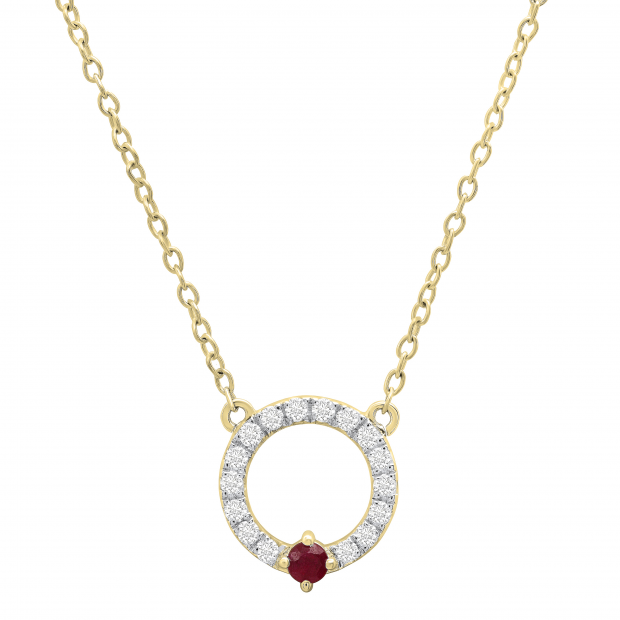 Buy Round Lab Created Ruby & Lab Grown Diamond Ladies Circle Pendant ...