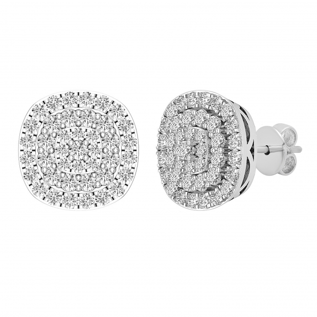 Buy 0.95 Carat (ctw) Round Lab Grown Diamond Ladies Cluster Stud Earrings 1  CT 14K White Gold Online at Dazzling Rock
