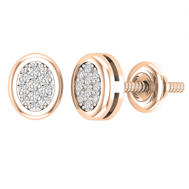 Sparkling 18K Rose Gold Stud Earrings With Original Pandora The