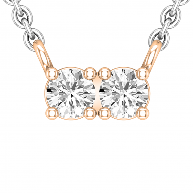 Buy 0.30 Carat (ctw) Two Stone Round Lab Grown Diamond Pendant for Her 1/3  CT 10K Rose Gold Online at Dazzling Rock