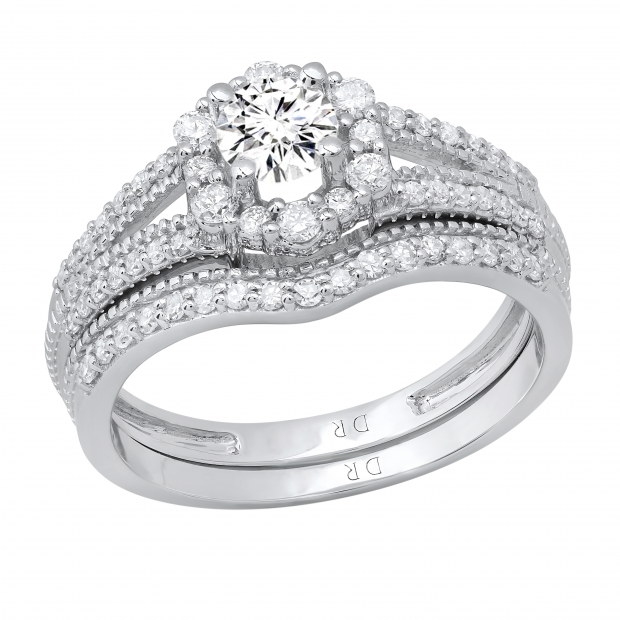 Dazzlingrock Collection 18K Round Lab Created Gemstone & White Diamond Ladies Contour Wedding Stackable Ring Yellow Gold