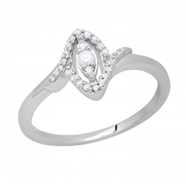 Round Lab Grown White Diamond Marquise Shape Engagement Ring for Women 1/5 CT (0.20 ctw, Color H-I, Clarity SI2) in 925 Sterling Silver