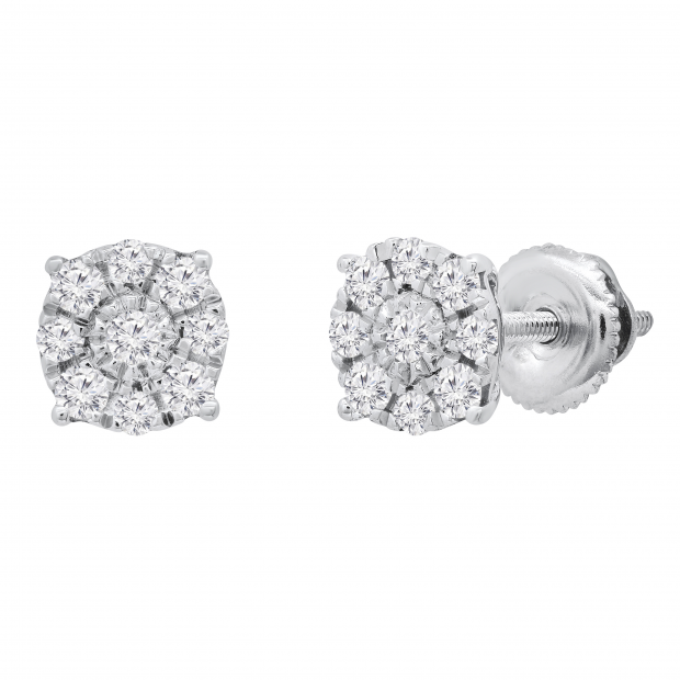 Round Illusion Diamond Studs