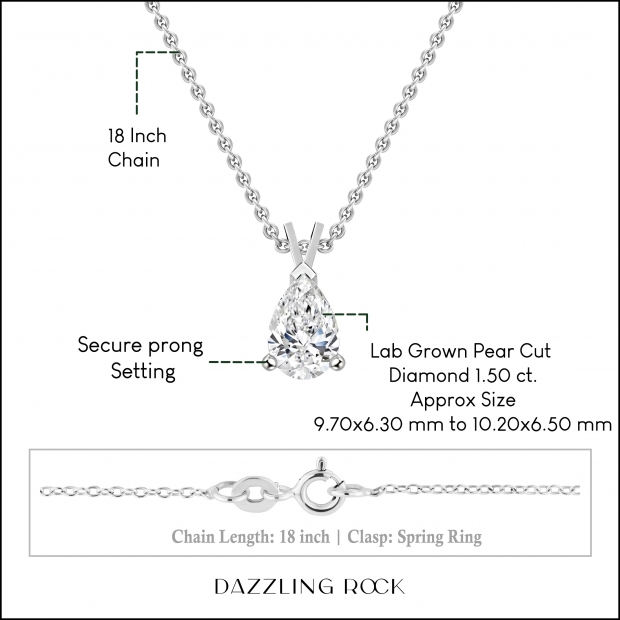 Buy IGI Certified 1.50 Cttw Pear Cut Solitaire Lab Grown