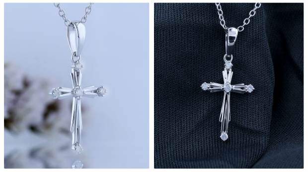 Buy 5 Stone Round Lab Grown White Diamond Cross Pendant for Women