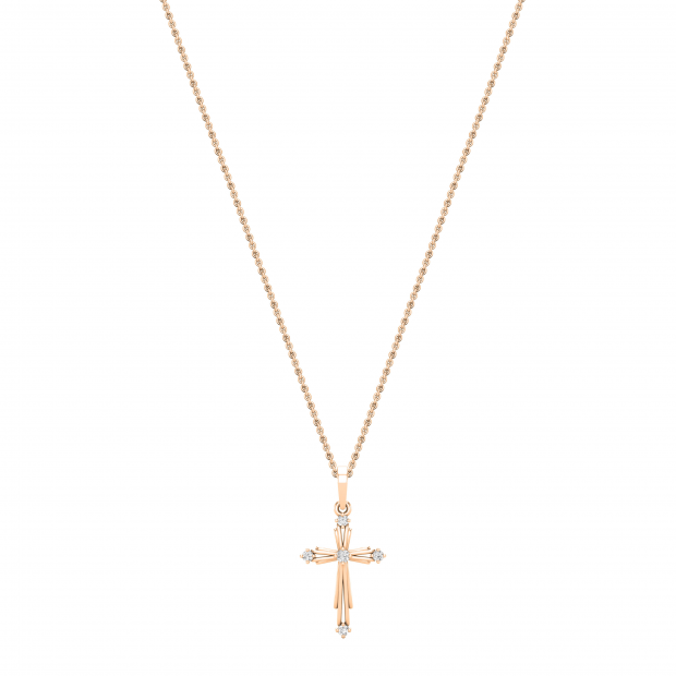 10k Rose Gold 10 mm Polished Cross Pendant