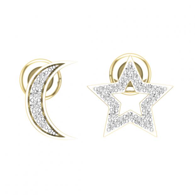 1/10 Ctw Star Cutout Round Cut Diamond Stud Earrings in 10K