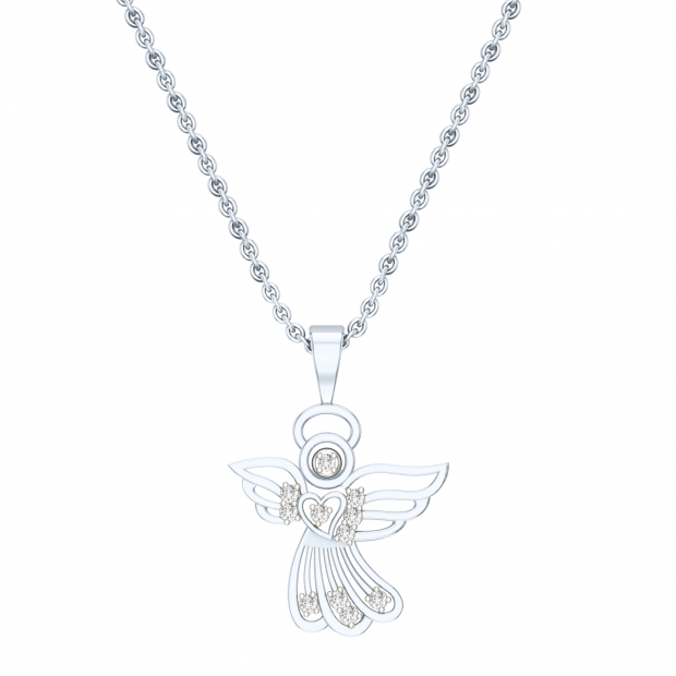925 Silver Angel Pendant & 18 Silver Chain/925 Angel Necklace