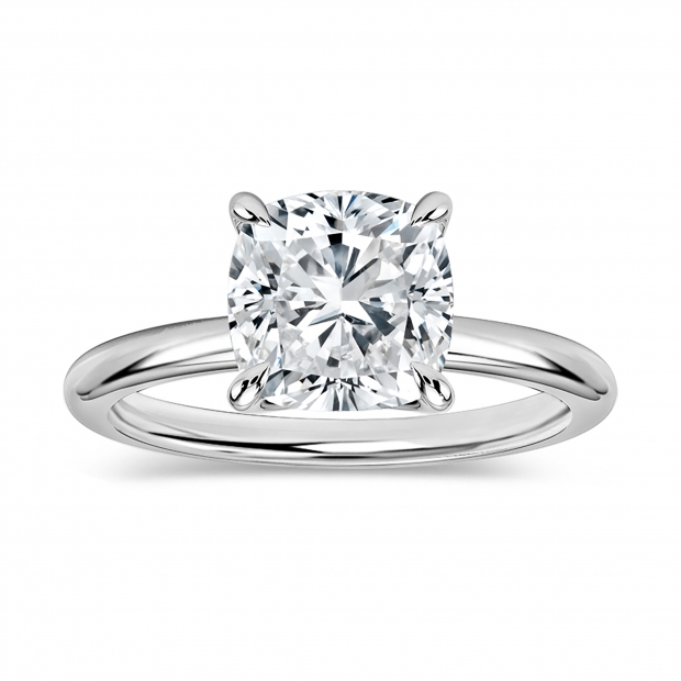 Buy IGI Certified 2 Carat Cushion Lab Grown White Diamond Classic Solitaire Engagement Ring for Her in 10K White Gold Online at Dazzling Rock
