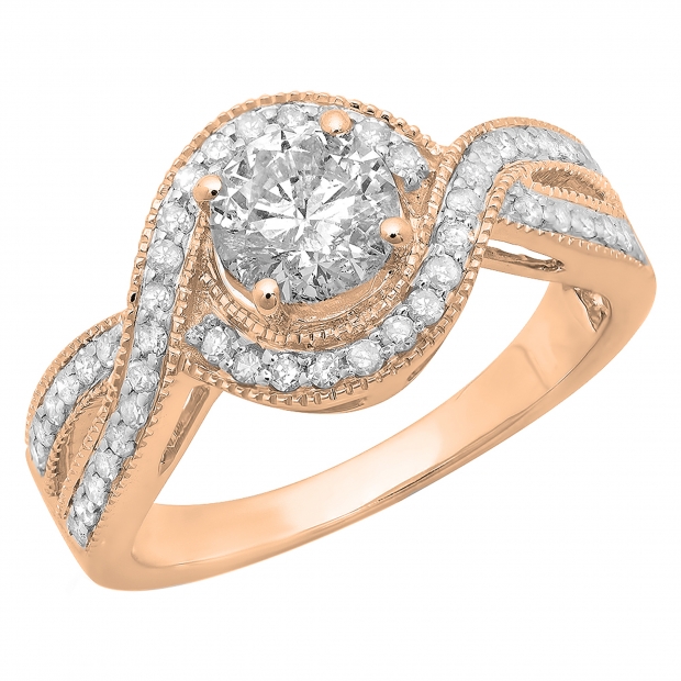 Buy DGLA CERTIFIED Round Lab Grown White Diamond Swirl Split