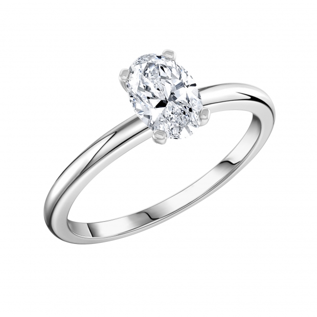 1.00 Cttw Oval Cubic Zirconia Solitaire Engagement Ring, 925 Sterling Silver