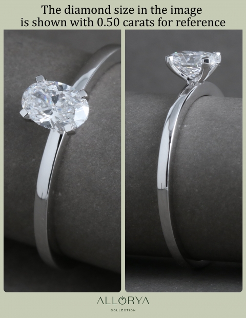 1.00 Cttw Oval Cubic Zirconia Solitaire Engagement Ring, 925 Sterling Silver