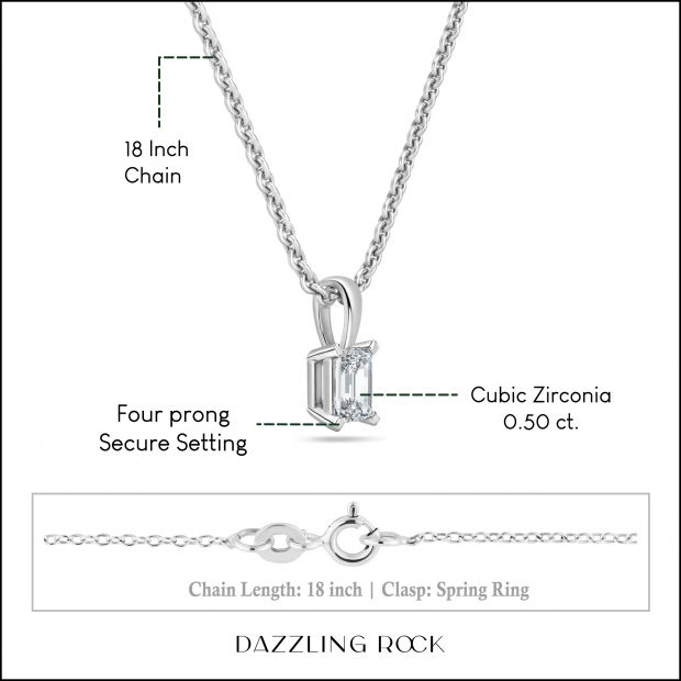 Buy 0.50 Cttw Emerald Cut Solitaire Cubic Zirconia 4 Prong