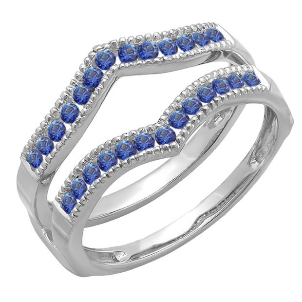 Buy 13.3 mm 0.45 Carat (ctw) 18k White Gold Round Blue Sapphire Ladies