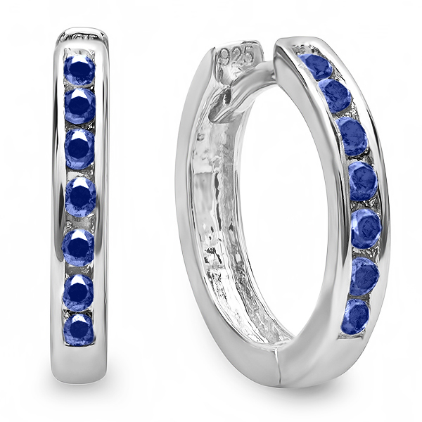 blue sapphire huggie earrings