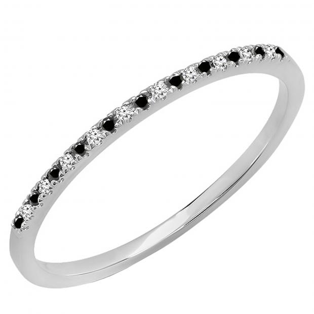 ctw 10K Gold Round White Diamond Ladies Dainty Anniversary Wedding Stackable Ring 0.08 Carat