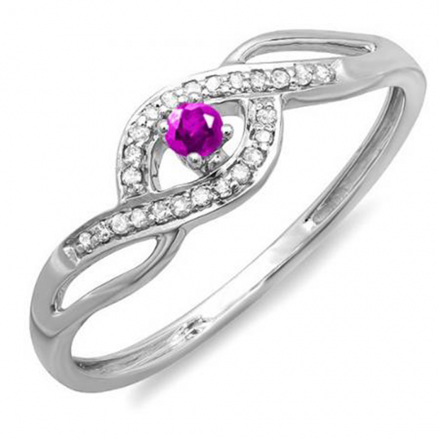 Pink Sapphire Infinity Promise Ring For Women In 18K White Gold