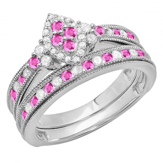 Carat (ctw) Sterling Silver Round Pink Sapphire White