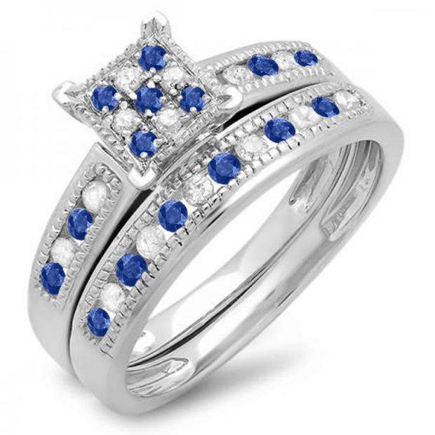 Dazzlingrock Collection 0.10 CTW Diamond Wedding Band - 14K White Gold, Round Diamond Crown Setting, Size 4