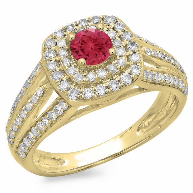 Buy Carat (ctw) 10K Yellow Gold Round Cut Red Ruby White