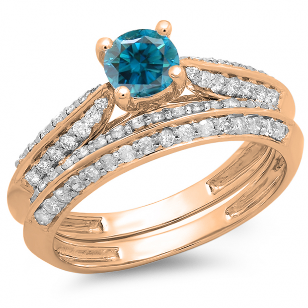 Buy Carat (ctw) 14K Rose Gold Round Blue White Diamond