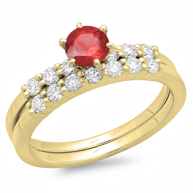 10k Yellow Gold store Ruby / Diamond Ring