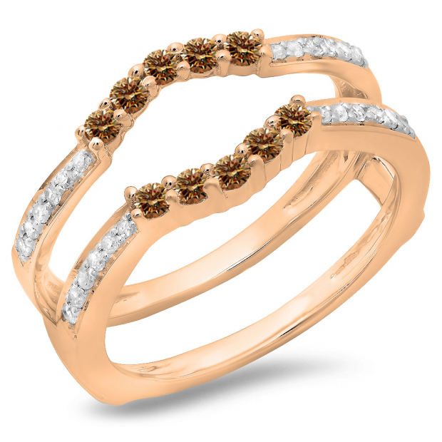 Buy 0.50 Carat (ctw) 14K Rose Gold Round Cut Champagne & White