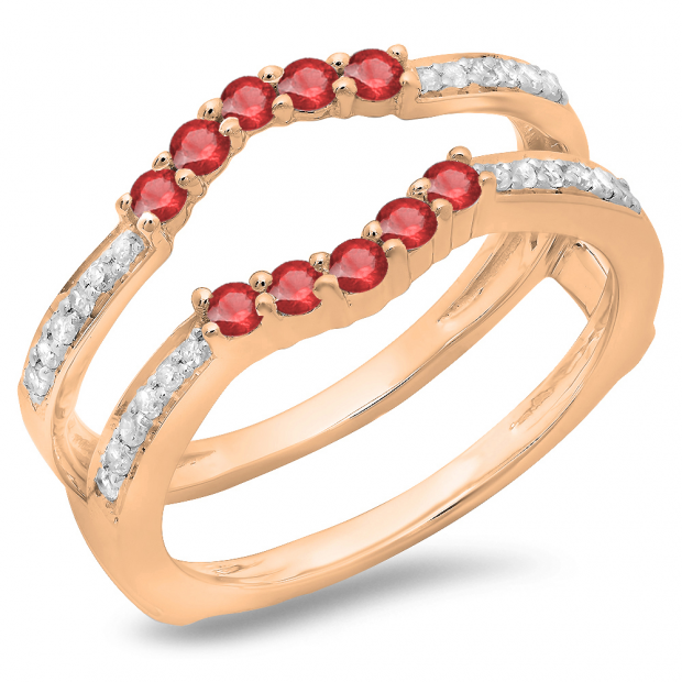 Buy Carat (ctw) 10K Rose Gold Round Cut Ruby White Diamond