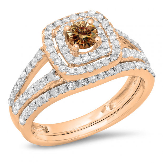 0.25 Carat 10k Rose Gold Black & White Diamond Ladies 3-Stone Promise Ring - Size 5.5 (1/4 CT Total Weight)