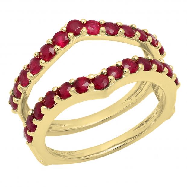 Buy Round Ruby Double Guard Wedding Band Enhancer Ring for Women