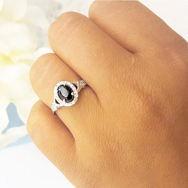Black star sapphire engagement ring with moissanites / Adonis | Eden Garden  Jewelry™