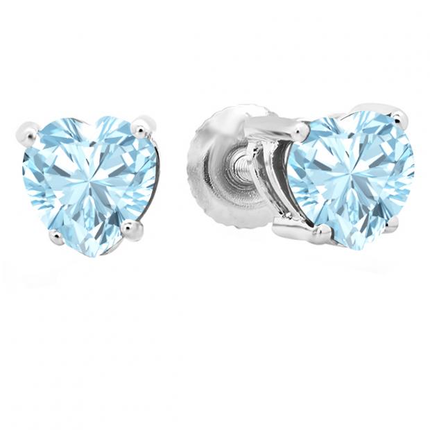 heart shaped aquamarine earrings