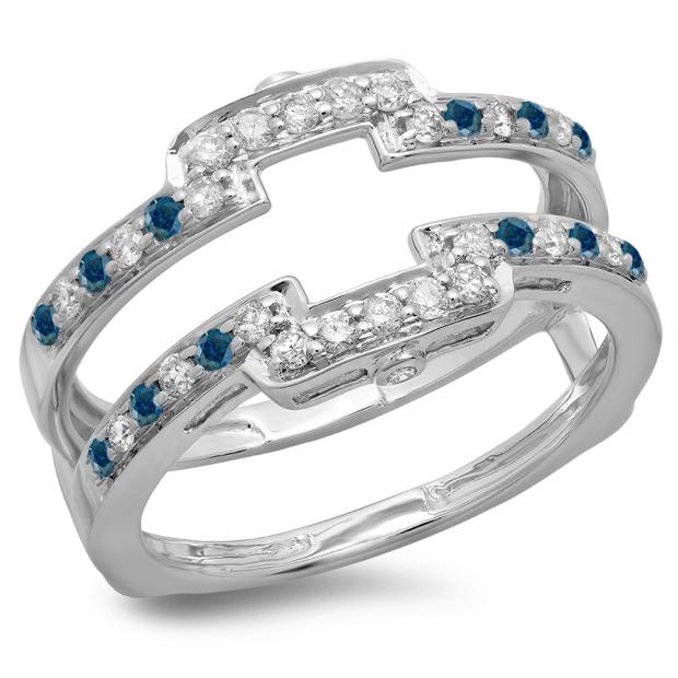 0.50 Carat (ctw) 14K White Gold Round Cut Blue & White Diamond