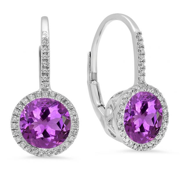 Buy 0.74 Inch 3.70 Carat (ctw) 10K White Gold Round Cut Amethyst