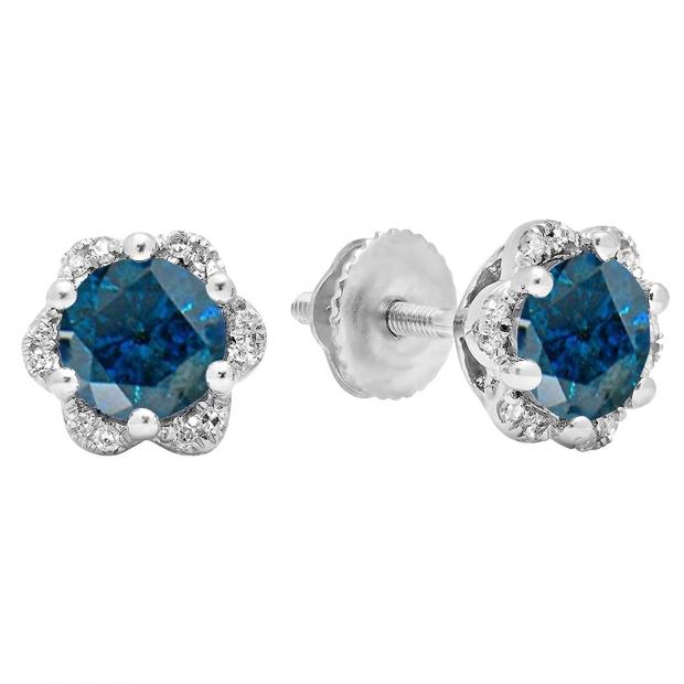 White Gold Dazzlingrock Collection 18K Cluster Flower Stud Earrings White Gold Dazzlingrock Collection 18K Cluster Flower Stud Earrings