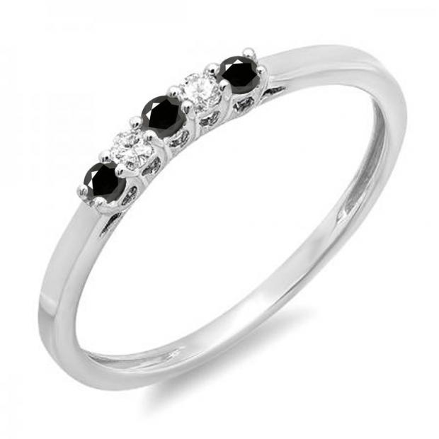 0.15 Carat (ctw) 14K White Gold Round Black & White Diamond